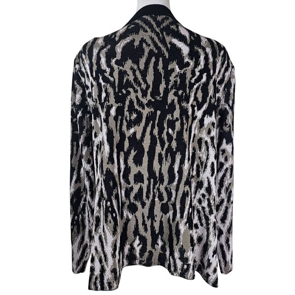 Ming Wang Animal Print‎ Cardigan Jacket Sz 1X Relaxed Fit Long Sleeve Side Slit - Picture 3 of 13